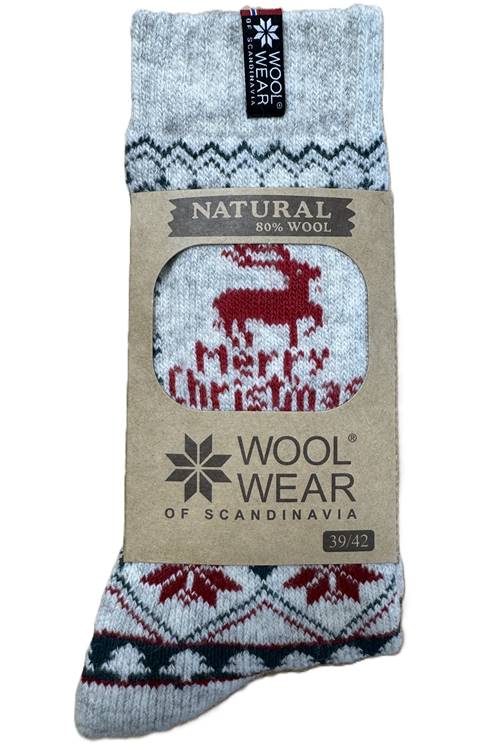 Weihnachtssocken by WOOLWEAR Wollsocken 80% Lammwolle mit Rentiermotiv
