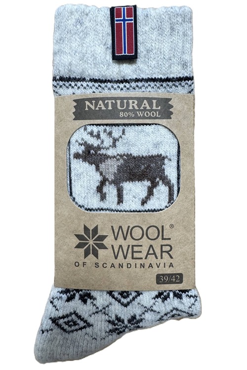 WOOLWEAR Wollsocken 80% Lammwolle mit Rentiermotiv