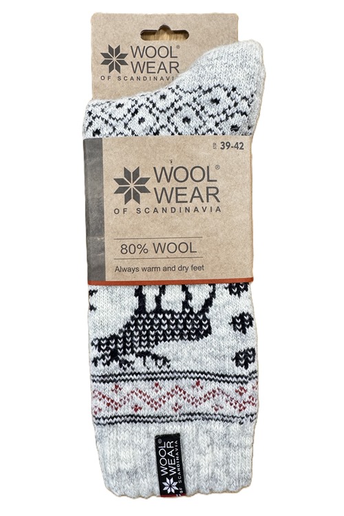 WOOLWEAR Wollsocken 80% Schurwolle mit Elchmotiv