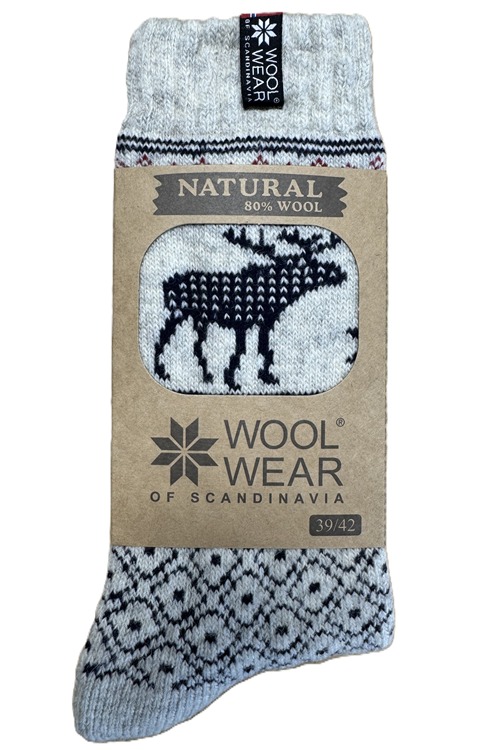 WOOLWEAR Wollsocken 80% Schurwolle mit Elchmotiv